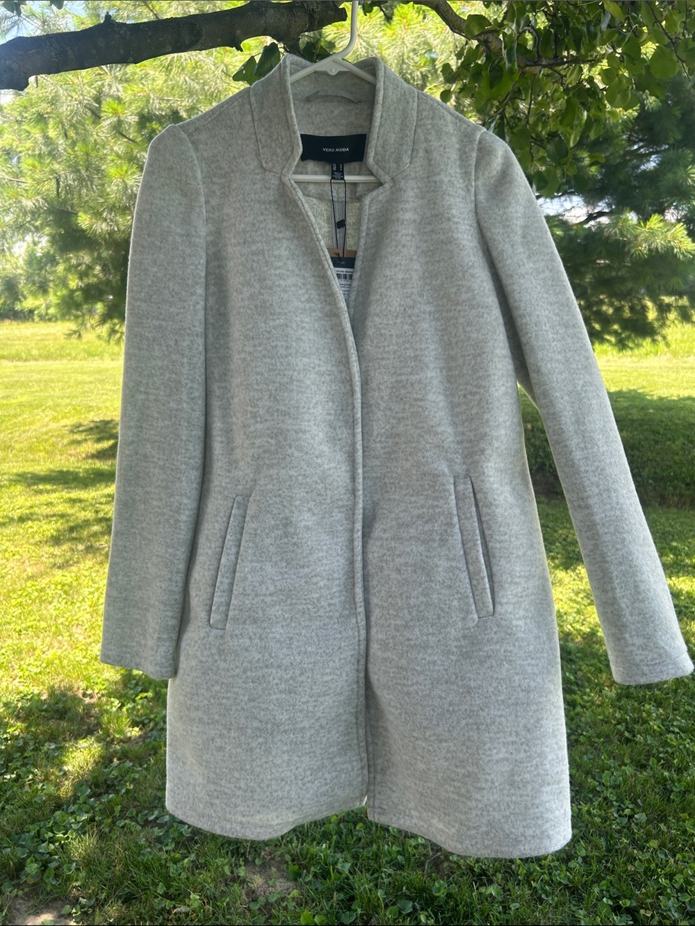 Vero Moda Light Gray Tailored Knee-Length Coat